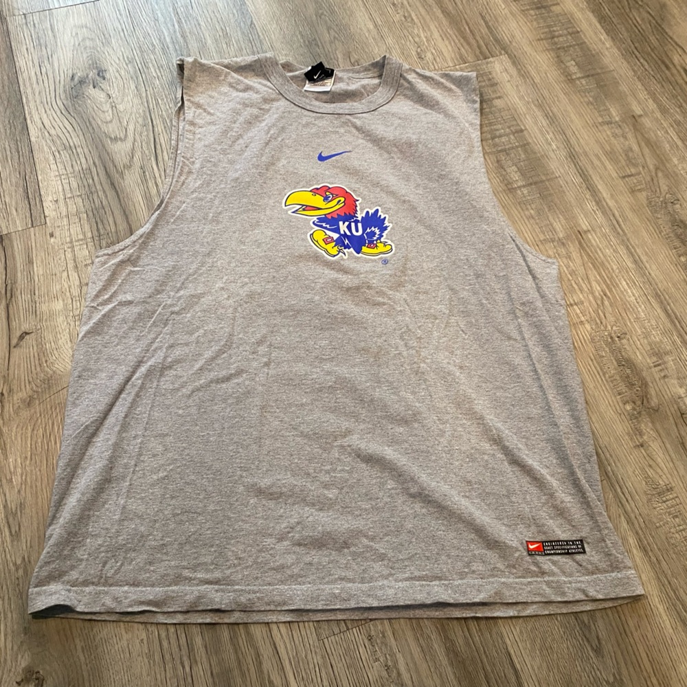 Vintage Nike Kansas Jayhawks Kansas University Sleeveless T Shirt Tank Top XL